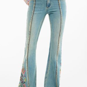 DESIGUAL WOMEN'S DENIM JEANS, BLUE