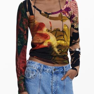 Desigual 'S Dugih Rukava Majica, Smeđa