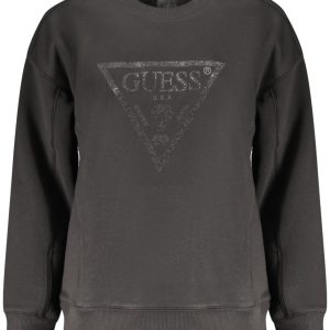GUESS JEANS WOMEN'S BLACK ZIP-UP SWEATSHIRT